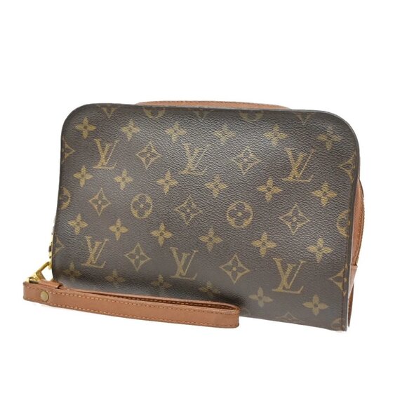 LOUIS VUITTON Orsay Clutch Hand Bag Monogram Leather Brown France - Picture 1 of 15